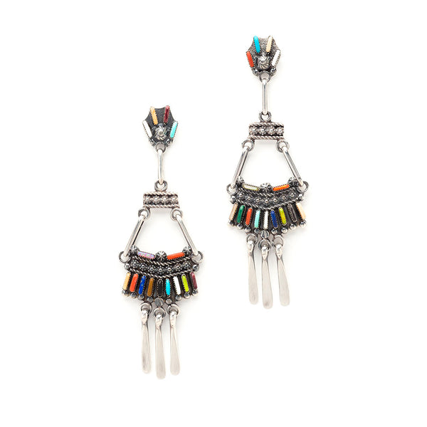 Colorful Zuni Needle Point Earrings