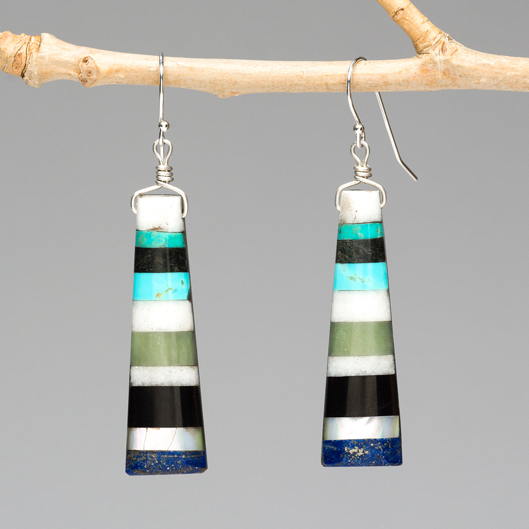Geometric Precision Mosaic Dangle Earrings
