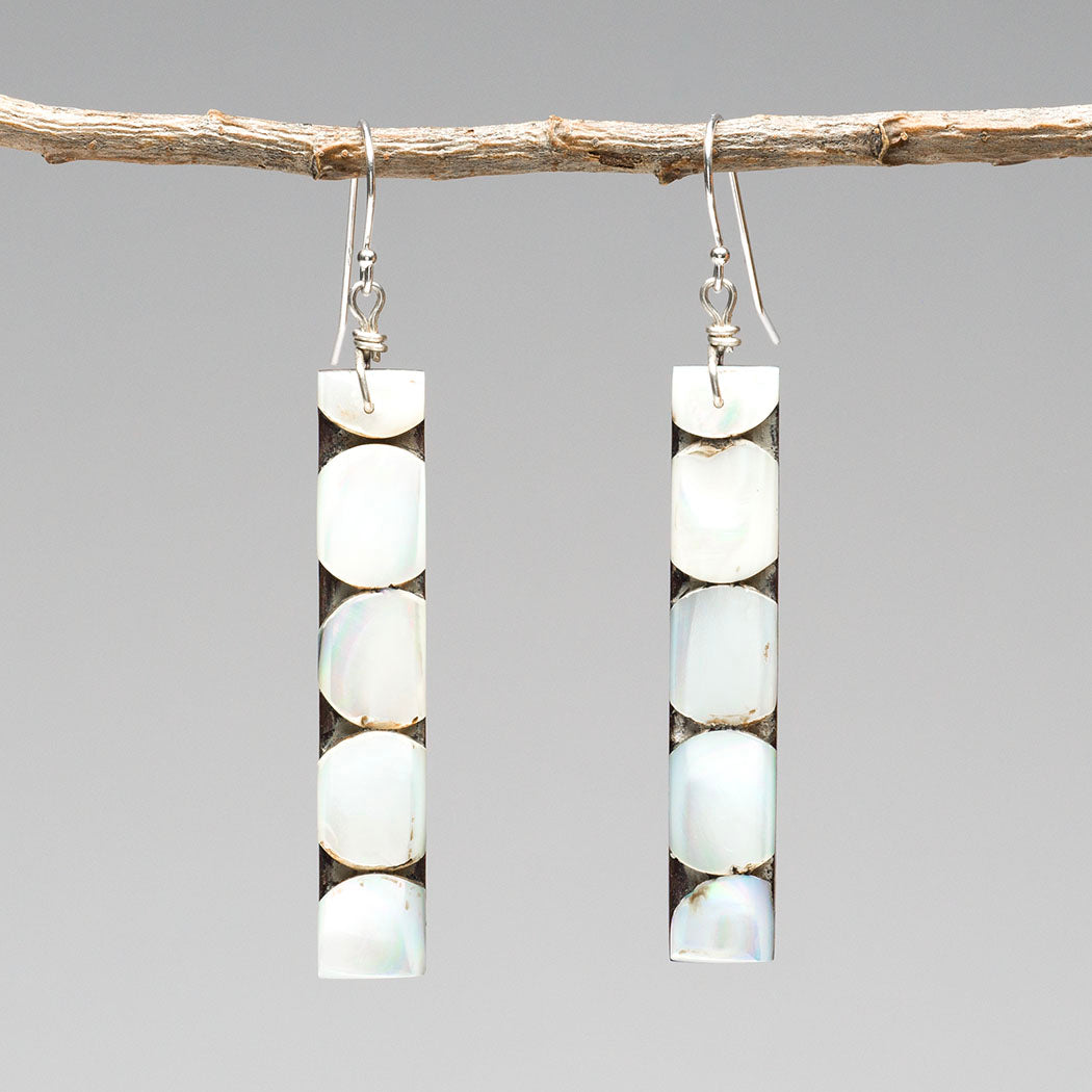 Expressive Mother-Of-Pearl Mosaic Dangle Earrings