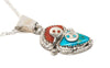 Kingman Turquoise & Red Coral Snake Pendant With Chain