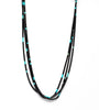 Triple Strand Jet & Turquoise Heishe Necklace