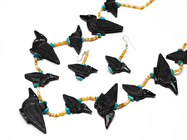 Abundant Ravens Necklace & Earrings Set