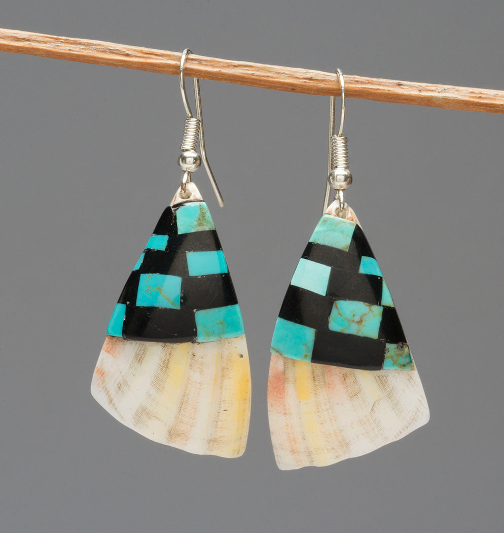 Checkerboard Mosaic Shell Earrings