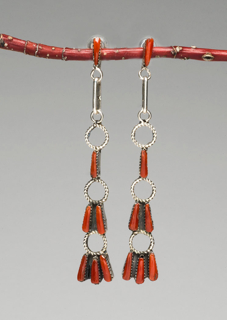 Coral Petit Point Dangle Earrings