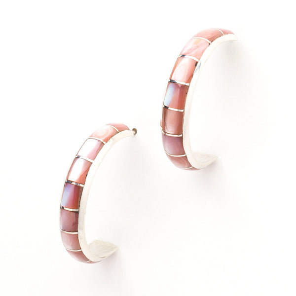 Pretty In Pink Mussel Shell Half-Hoop Earrings