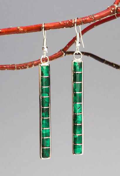 Channel Inlay Malachite Earrings