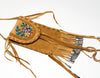 Large Floral-Beaded Deerskin Pouch