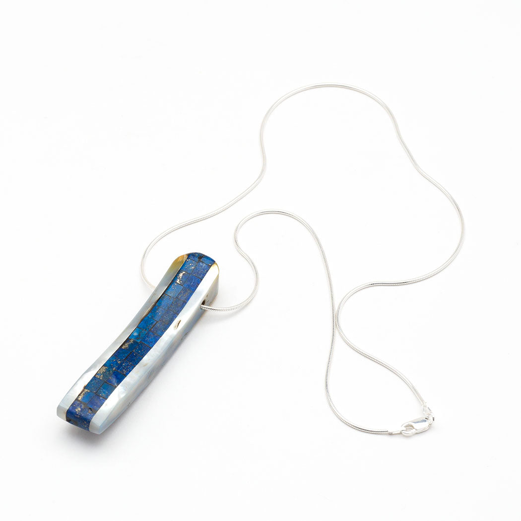 Lapis Lazuli Mosaic Pendant & Snake Chain