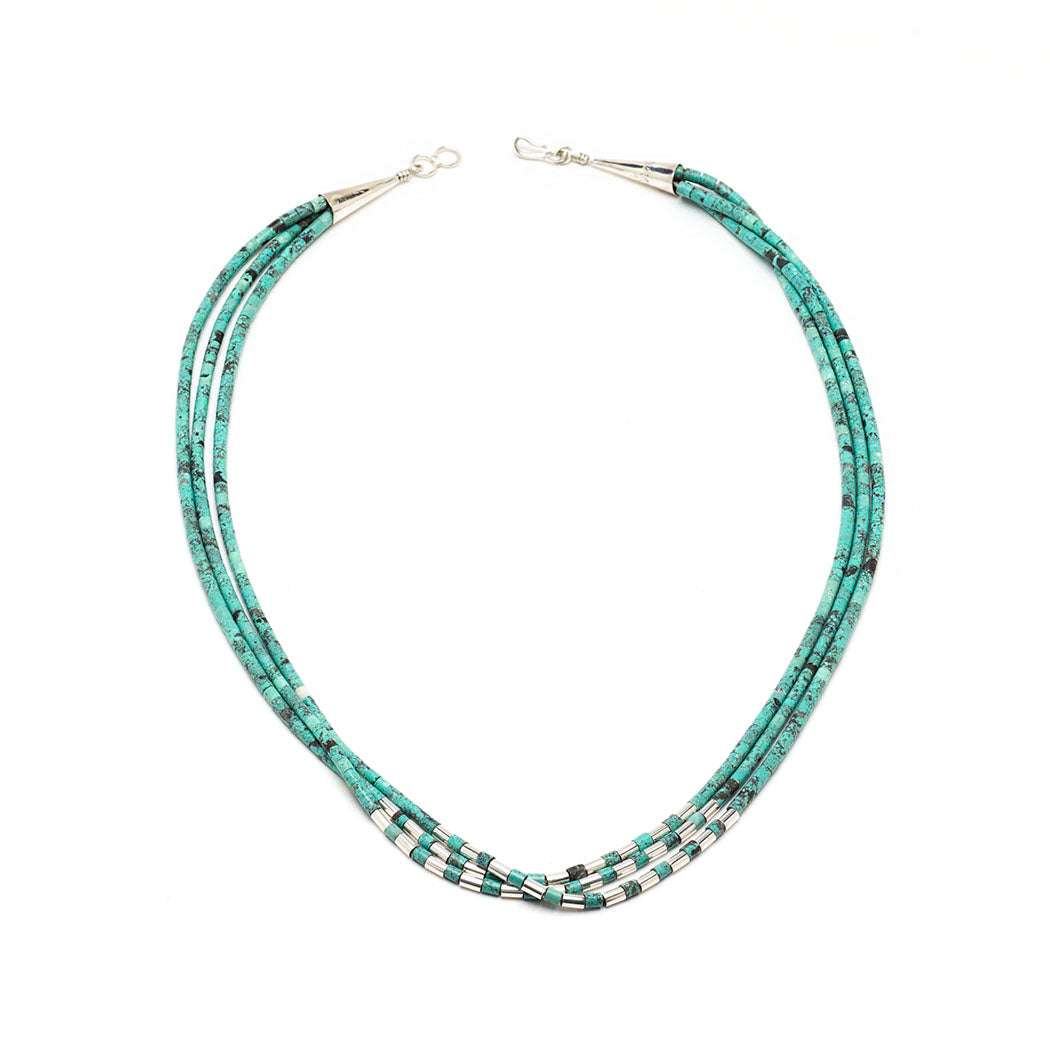 Triple Strand Turquoise Micro Heishe Necklace