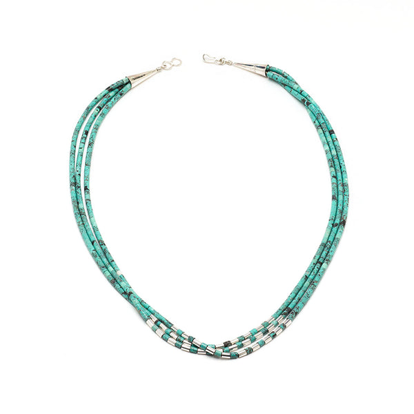 Triple Strand Turquoise Micro Heishe Necklace
