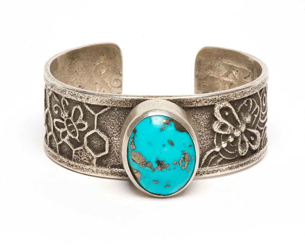 Persian Turquoise Tufa Cast Cuff Bracelet