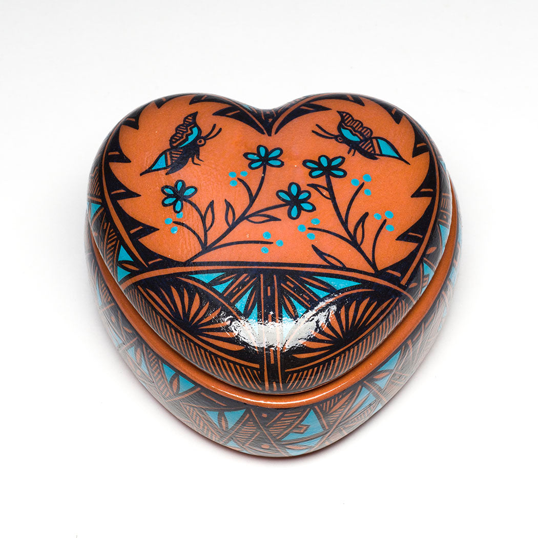 Butterflies & Posies Pottery Heart Box