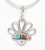 Colorful Zuni Sunface Pendant With Chain