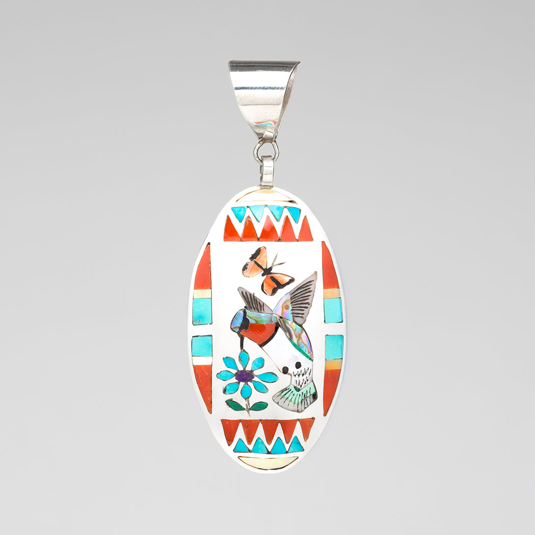 Garden Visitors Overlay Inlay Pendant
