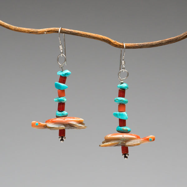 Carved Sea Turtle Dangle Earrings