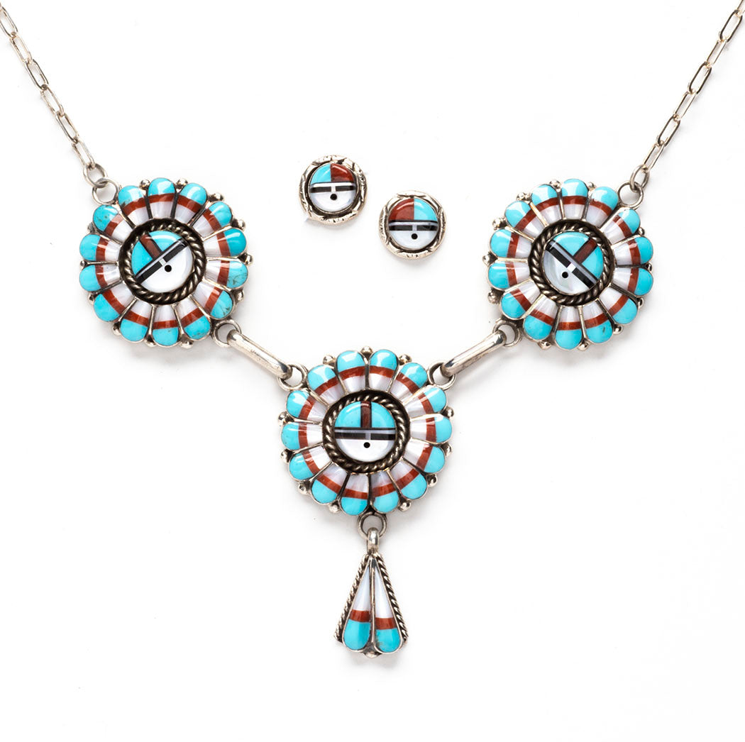 Stone To Stone Sunface Necklace & Earrings Set