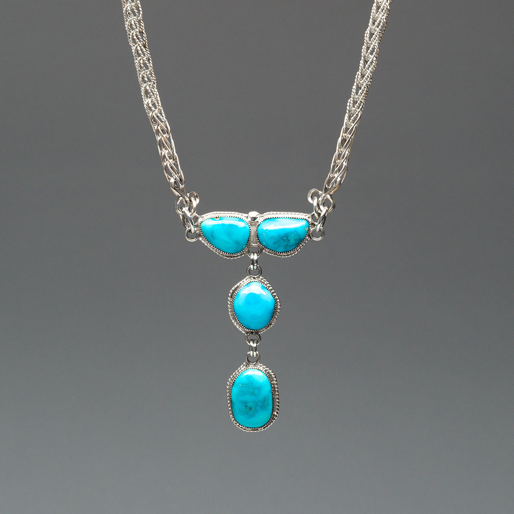 Sleeping Beauty Turquoise Open-Back Pendant Necklace