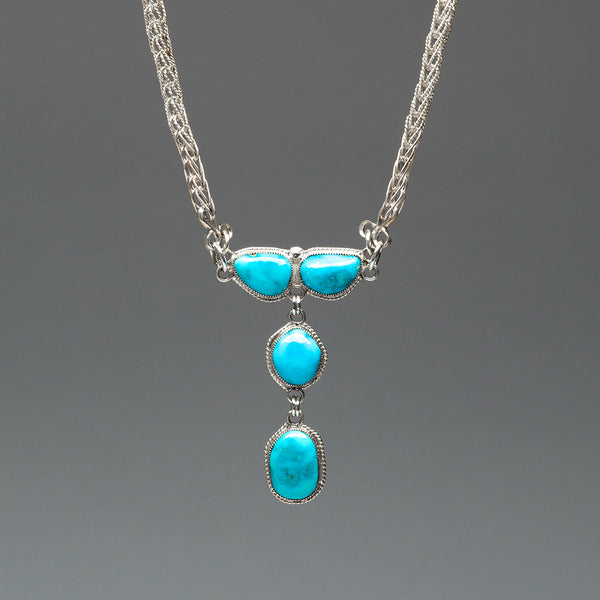 Sleeping Beauty Turquoise Open-Back Pendant Necklace