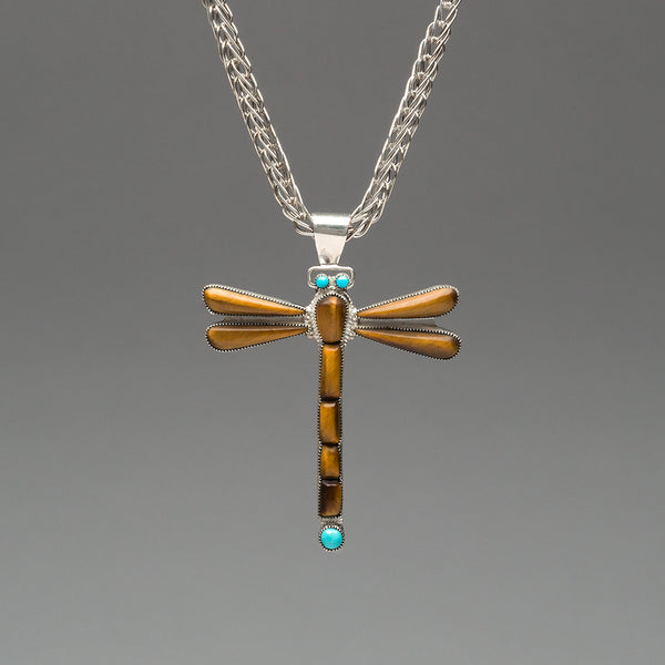 Tiger's Eye Dragonfly Pin/Pendant Necklace