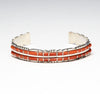 Scalloped Edge Coral Inlay Cuff Bracelet