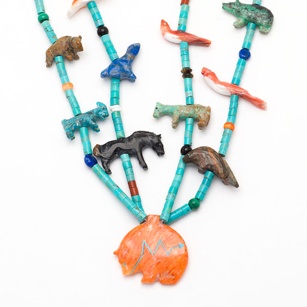 Double-Strand Medicine Bear & Animal Friends Pendant Necklace