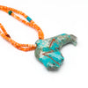 Carved Kingman Turquoise Bison Pendant Necklace
