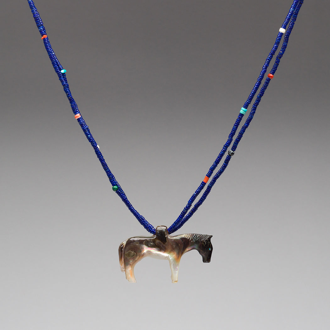 Black Lip Mother-Of-Pearl Shell Pony Pendant Necklace