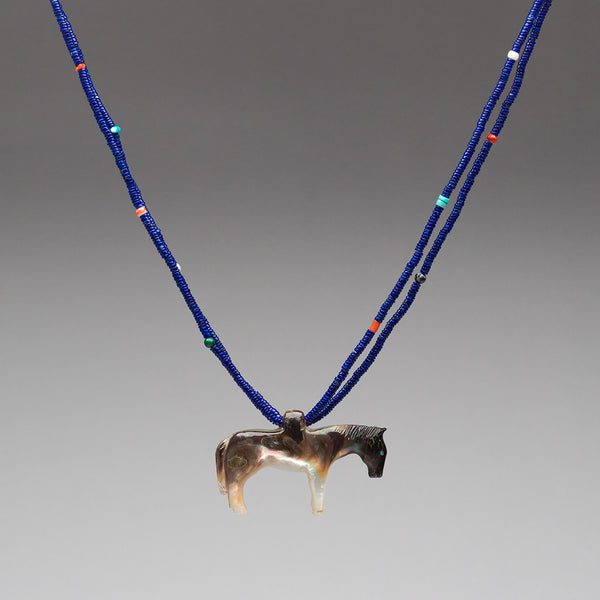 Black Lip Mother-Of-Pearl Shell Pony Pendant Necklace