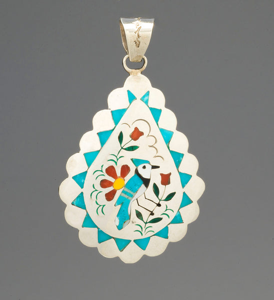 Rose Garden Blue Jay Pendant