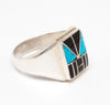 Kingman Turquoise & Acoma Jet Channel Inlay Ring