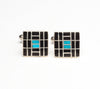 Stylish Sterling Silver & Acoma Jet Inlaid Cuff Links