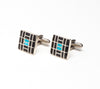 Stylish Sterling Silver & Acoma Jet Inlaid Cuff Links