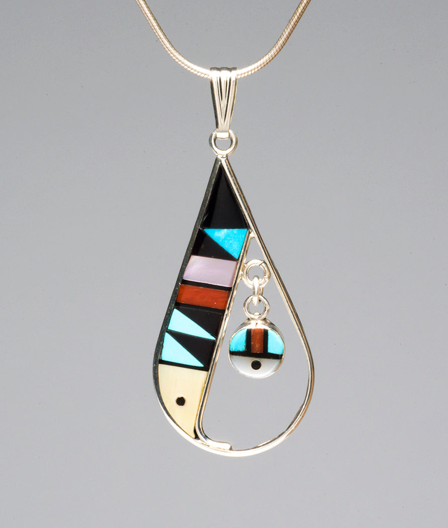 Rainbird & Sunface Inlaid Pendant