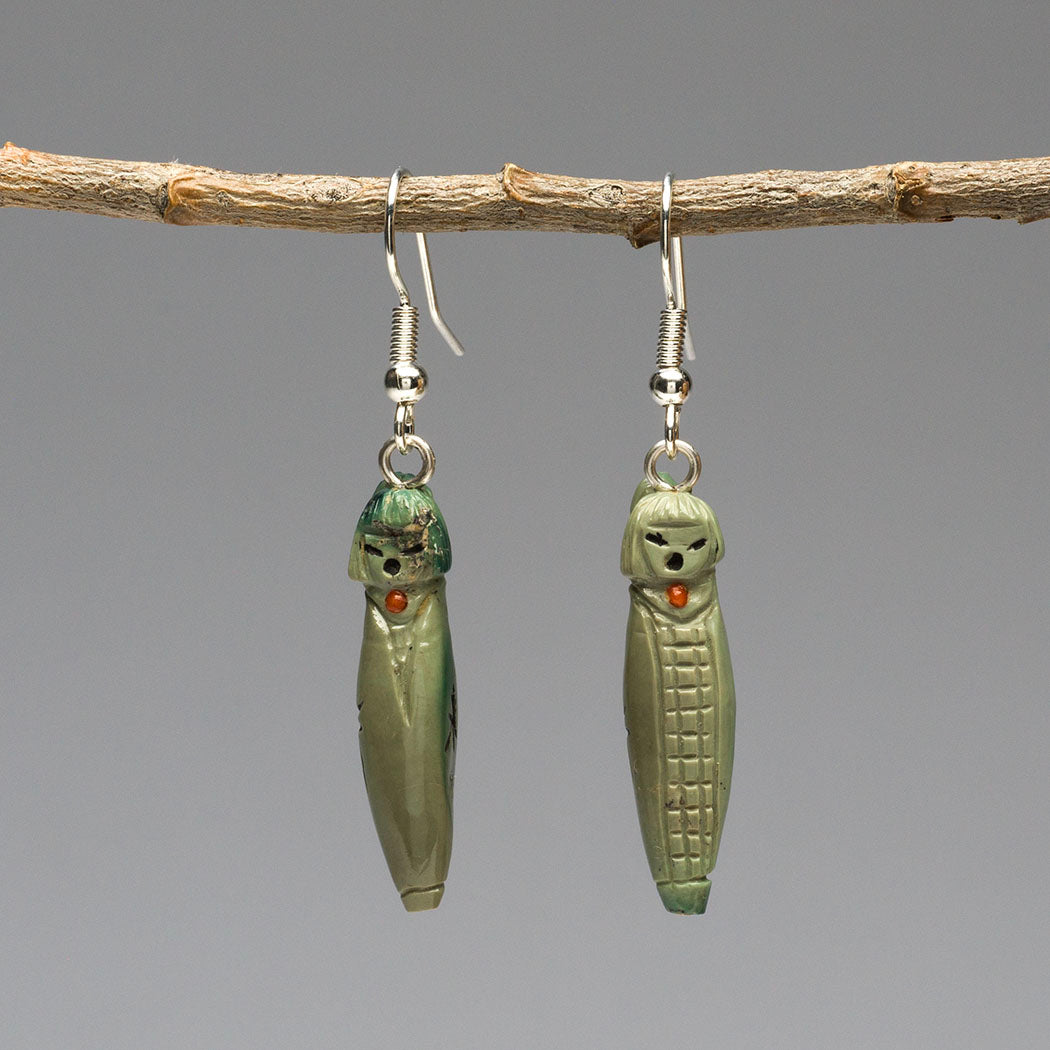 Kingman Turquoise Corn Maiden & Grandmother Earrings