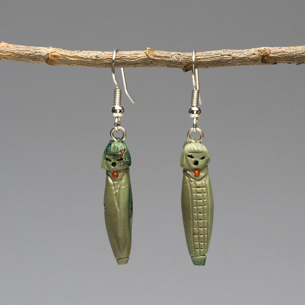 Kingman Turquoise Corn Maiden & Grandmother Earrings