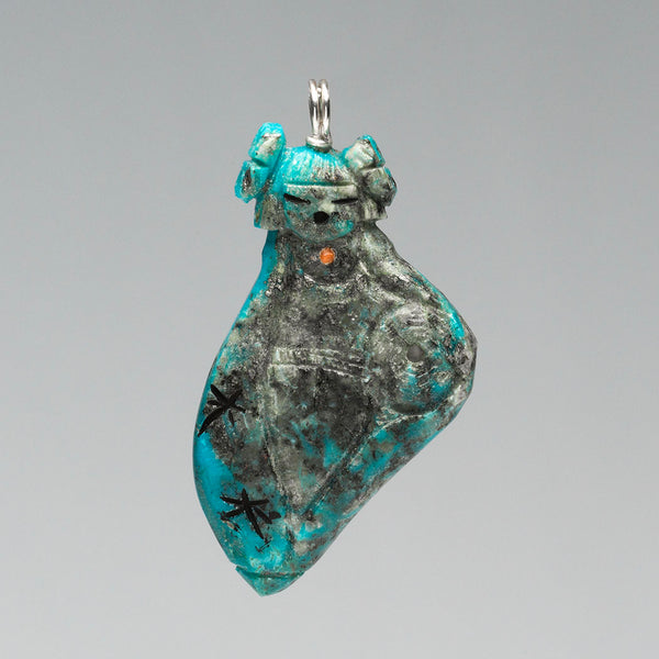 Kingman Turquoise Double-Sided Maidens Pendant