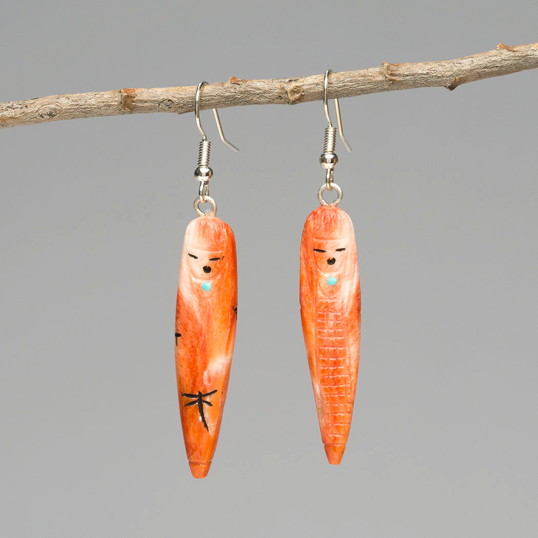 Double-Sided Corn Maiden & Grandmother Dangle Earrings