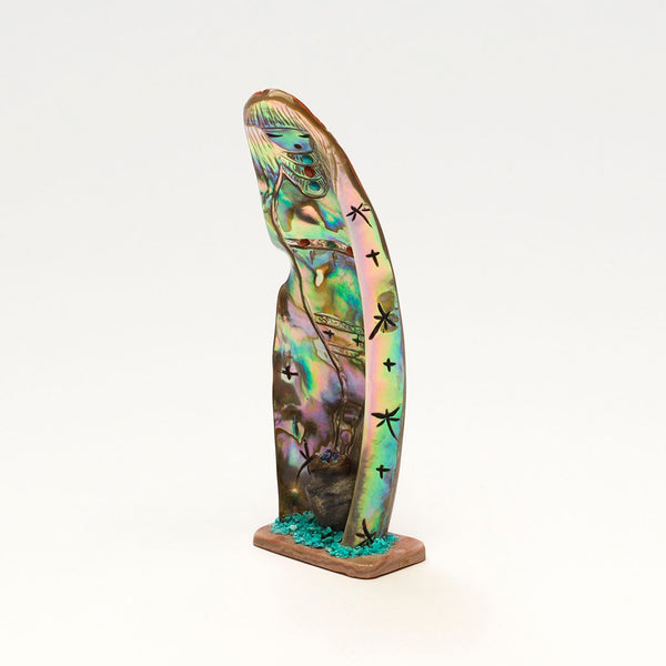 Reversible Red Abalone Shell Corn Maiden & Grandmother
