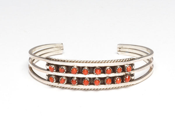 Double Row Coral Cuff Bracelet