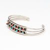 Turquoise & Red Coral Double Row Cuff Bracelet