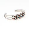 Turquoise & Red Coral Double Row Cuff Bracelet