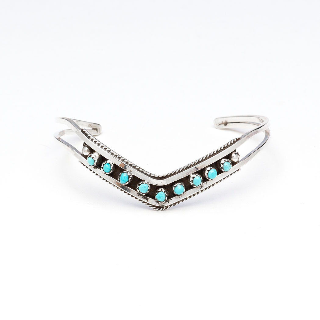 Sleek Turquoise Petit Point Cuff Bracelet