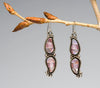 Pink Mussel Shell Channel Inlaid Dangle Earrings