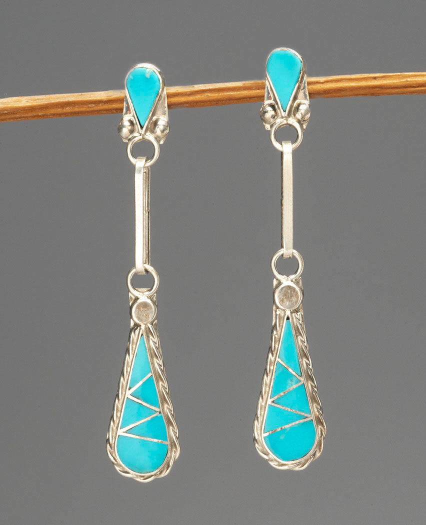 Kingman Turquoise Channel Inlay Earrings