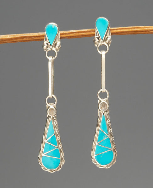Kingman Turquoise Channel Inlay Earrings