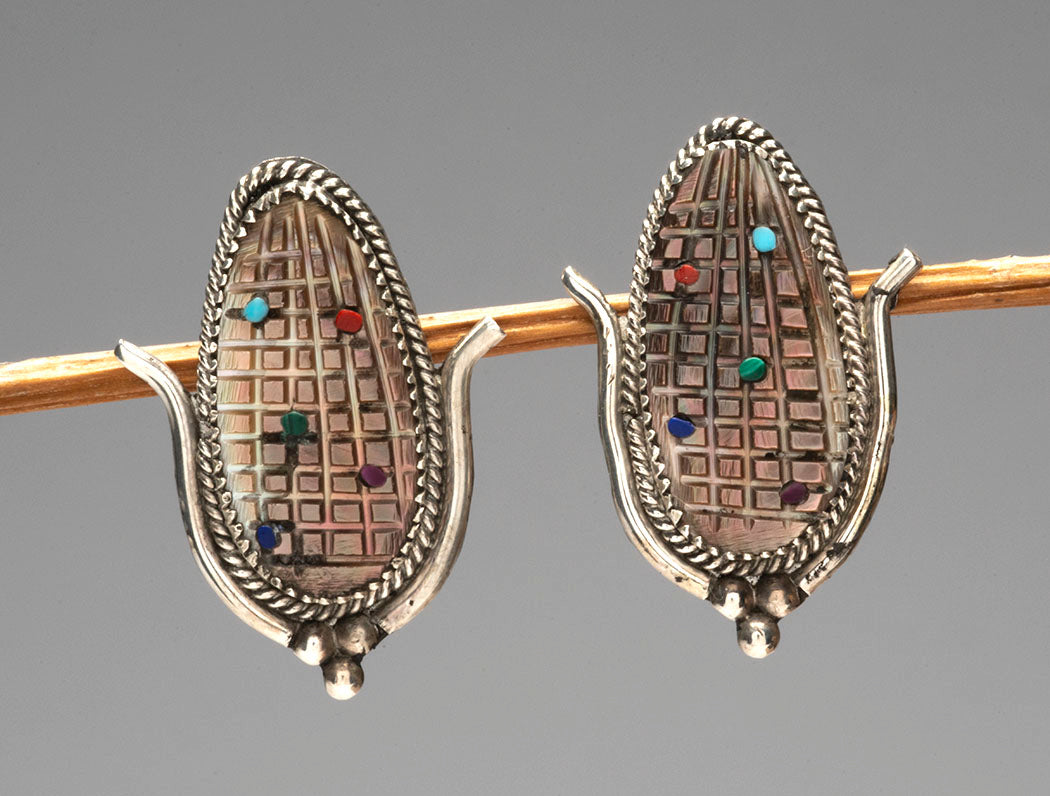 Black Lip Shell Corn Earrings