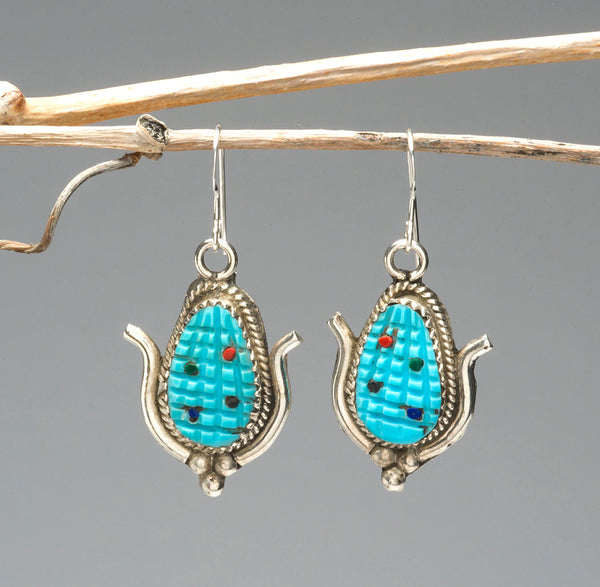 Turquoise Corn Dangle Earrings