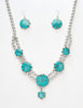 Precious Kingman Turquoise Flower Necklace & Earrings Set