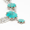 Precious Kingman Turquoise Flower Necklace & Earrings Set