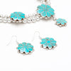 Precious Kingman Turquoise Flower Necklace & Earrings Set